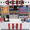 THEE HOUSE Fast Food Restaurant Interior With Fried Chicken Warmers Menu Posters And Beverage Racks