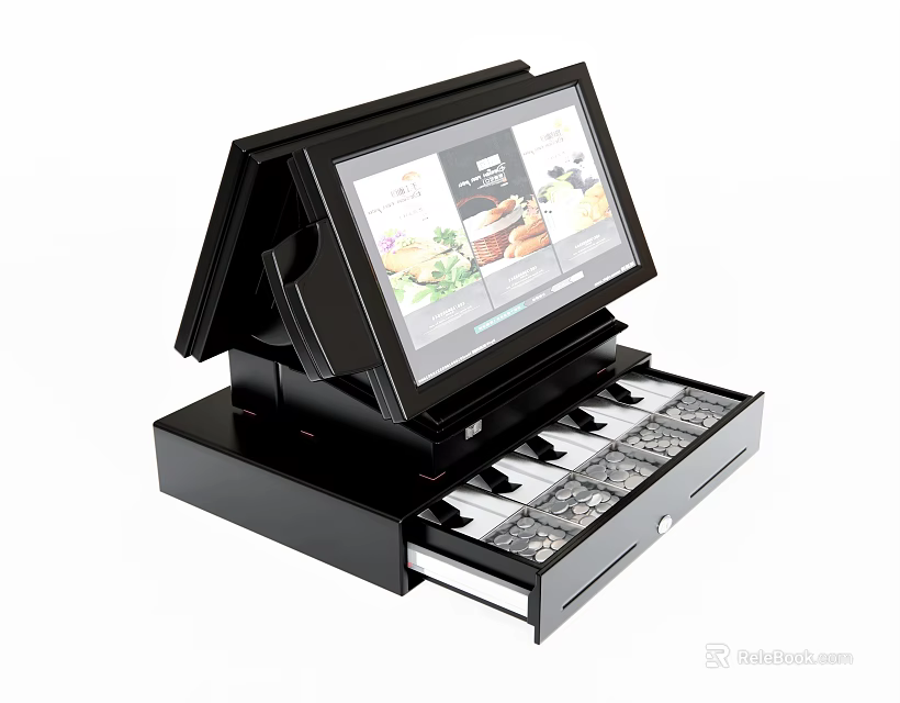 Commercial POS System With Touchscreen Display And Cash Drawer For Retail Business 3d model 