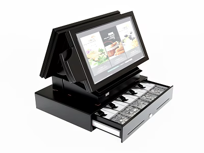 Commercial POS System With Touchscreen Display And Cash Drawer For Retail Business 3d model
