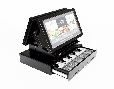Commercial POS System With Touchscreen Display And Cash Drawer For Retail Business 3d model
