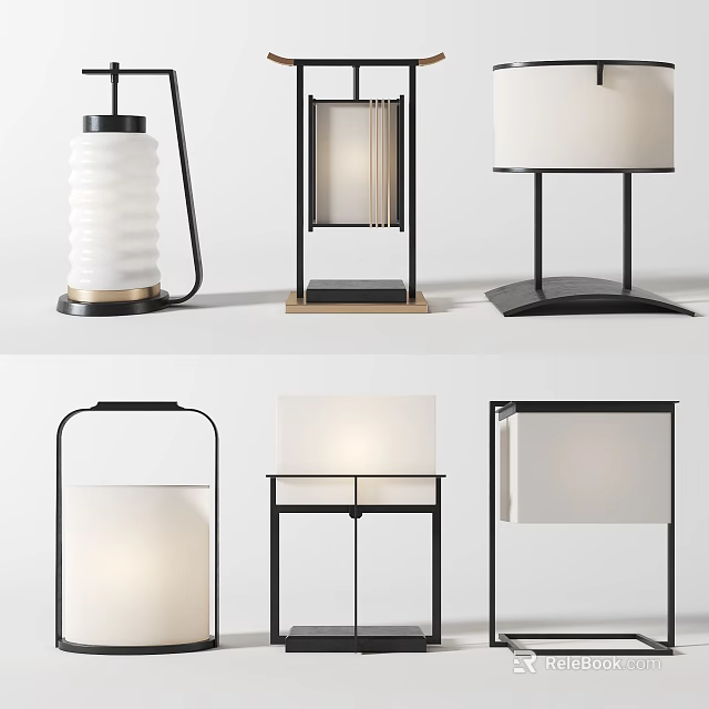 Modern Table Lamps With Minimalist Design Sleek Metal Frames And Cylindrical Shades 3d model 