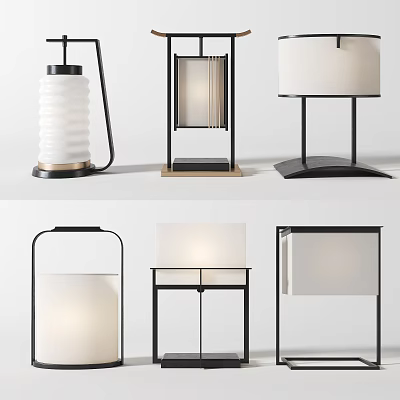 Modern Table Lamps With Minimalist Design Sleek Metal Frames And Cylindrical Shades 3d model