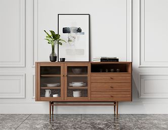 Nordic Sideboard Solid Wood Sideboard 3d model