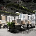 Modern Public Office Space With Open Layout Workstations Ergonomic Chairs Large Windows And City View