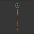 Magic Staff Weapon With Circular Top Orange Decorative Elements And Blue Glowing Tassels 3d model