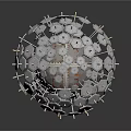 Geometric Metallic Sculptural Structure With Interconnected Hexagonal Units And Spherical Form