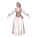 Classical Style Female Character With White Long Dress Brown Corset And Braided Hairstyle
