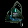 Exquisite Pink Lotus Flower and Blue Crystal Garden Ornament with Circular Stone Archway