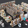 Bookcase Bookshelf Bookcase Container Shelf Supermarket Set 3d model