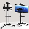 Iron Art TV Stand Modern Design With Adjustable Frame And Mobile Floor Mount