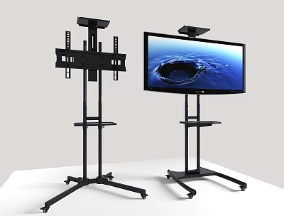Iron Art TV Stand Modern Design With Adjustable Frame And Mobile Floor Mount 3d model