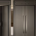 Modern Stylish Black Double Doors With Textured Panels And Metallic Handles 3d model