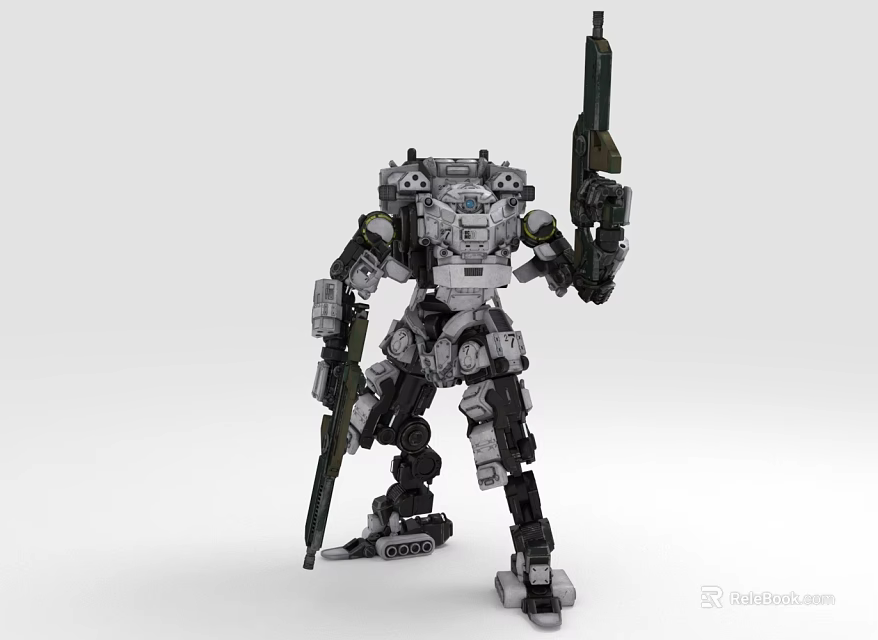 Advanced Futuristic Mechanical Robot Character With Dual Weapons And Armor Structure 3d model 