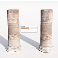 Two Stone Columns With Natural Textured Surface And Classic Base Design 3d model