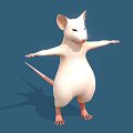 White Mouse Standing With Arms Outstretched On Blue Background 3d model