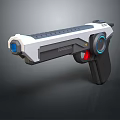 White Gray Black Futuristic Pistol With Blue Red Accents And Sleek Design