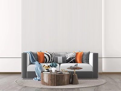 Modern double sofa coffee table combination 3d model