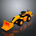 Yellow Loader Model With Black Cab Large Bucket And Gray Background Reflection 3d model