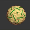 Handwoven Sports Equipment Ball With Yellow And Green Stripes And Woven Texture