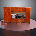 Wooden TV Cabinet With Storage Drawers Cabinets TV Display And Side Chairs