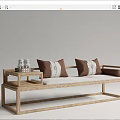 Traditional Chinese Wooden Arhat Daybed With Decorative Pillows And Side Table