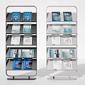 Modern Two Tone Metal Frame Bookshelf With Multiple Layers And Magazines 3d model