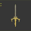 Medieval Decorative Sword With Ornate Hilt And Metal Blade Design