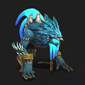 Blue Mythical Fantasy Beast With Luminous Blue Mane Golden Arm Bands Chain Details And Sharp Claws