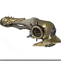 Steampunk Mechanical Device with Gold Beige Finish Gear Details and Spiked Design