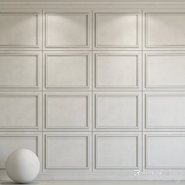 Minimalist White Wall Paneling For Modern Interior 3d model 