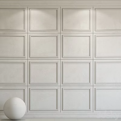 Minimalist White Wall Paneling For Modern Interior 3d model