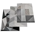 Square Area Rugs Featuring Abstract Geometric Patterns In Neutral Gray Black White Tones 3d model