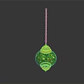Green Decorative Pendant Light With Golden Accents Glittering Glass Shade And Hanging Chain