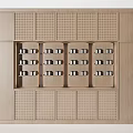 Minimalist Modern Wooden Decorative Cabinet With Open Grid Shelves For Display And Storage