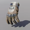 Brown Leather Protective Glove With Stitched Straps And Hard Knuckle Design