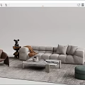 Modern sofa coffee table combination 3d model
