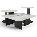 Modern Assorted Tables Featuring Round Square Shapes Marble Tops Black Wooden Frames