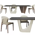 Modern Dining Table Set With Unique Leg Design And Sleek Woven Chairs 3d model