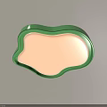 Irregular Shape Ceiling Light with Green Frame and Off White Light Surface on Gray Background 3d model