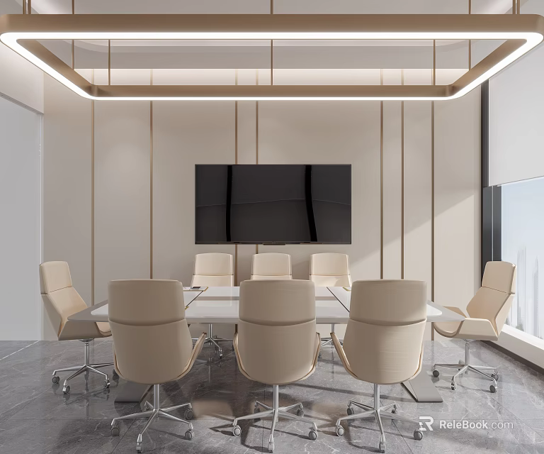 Modern Lounge Area Interior Design With Comfortable Seating And Wall TV 3d model