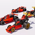 Electric Toy Red Racing Cars In Building Block Style With Multiple Different Designs