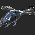 Futuristic Helicopter With Dual Rotors Green Lights Transparent Cockpit And Sleek Design