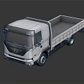 White Hyundai Functional Truck With Open Bed Gravel And Yellow Stripes 3d model