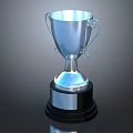 Shiny Silver Trophy With Curved Handles Black Base And Metal Shine Design