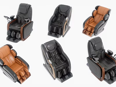 Modern Massage Chair Collection With Black and Brown Colors And Multiple Angles 3d model