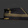 Dark Blue Hat With Gold Trim And Decorative Emblem Design
