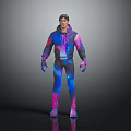 Modern 3D Character In Starry Sky Patterned Hoodie And Leggings With Purple Pink Blue Gradient
