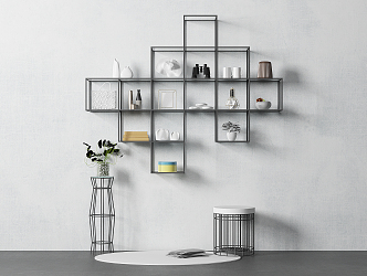 Industrial LOFT Wall Storage Rack Decorative Rack 3d model