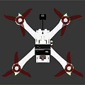 Aerospace Exploration Quadcopter Drone With Red Propellers And Sensing Equipment For Cosmic Missions