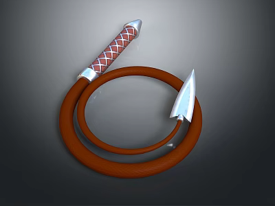 Commercial Equipment With Brown Loop Red And White Braided Handle Two Pointed Ends 3d model
